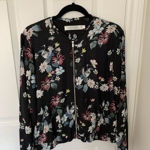 Floral Print Bomber Style Jacket